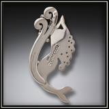 Mammoth Tusk Ivory Dancing Silver Mermaid Pendant